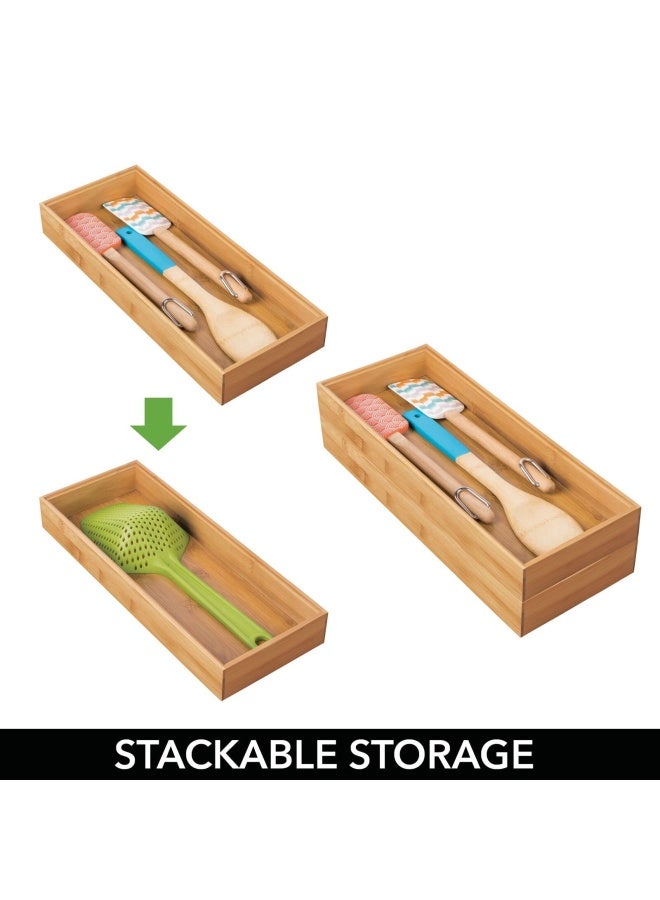 Wooden Bamboo Kitchen Drawer Organizer Box Tray Stackable Storage For Drawers Cabinets Shelves Pantry Or Counter Hold Utensils And Appliances Echo Collection 2 Pack Natural Wood