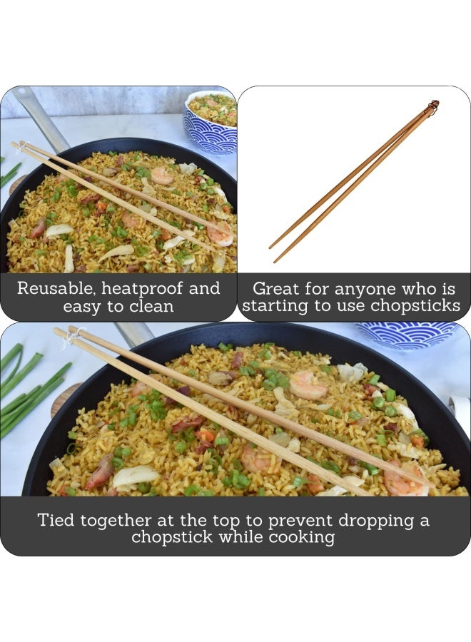 Imusa 4 Pack 13.5  Bamboo Cooking Chopsticks Brown