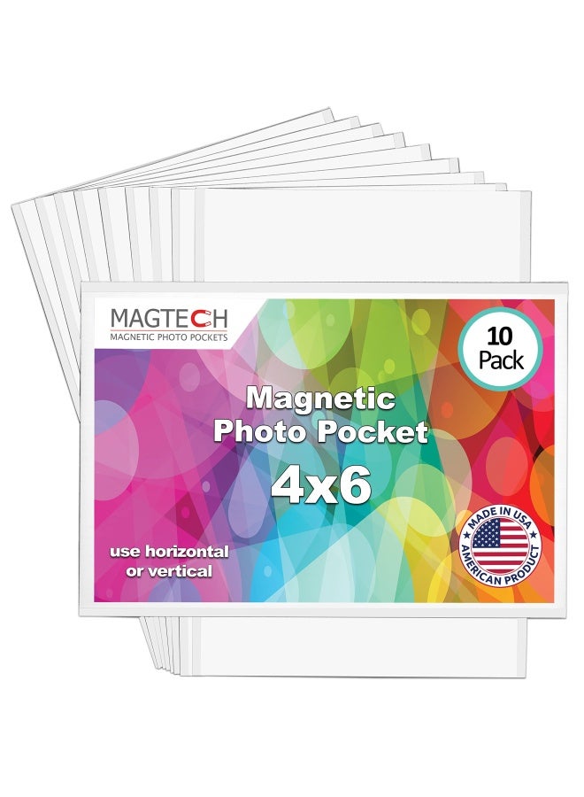 Magnetic Pocket Picture Frame  White  Holds 4 X 6 Inches Photos  10 Pack  14610