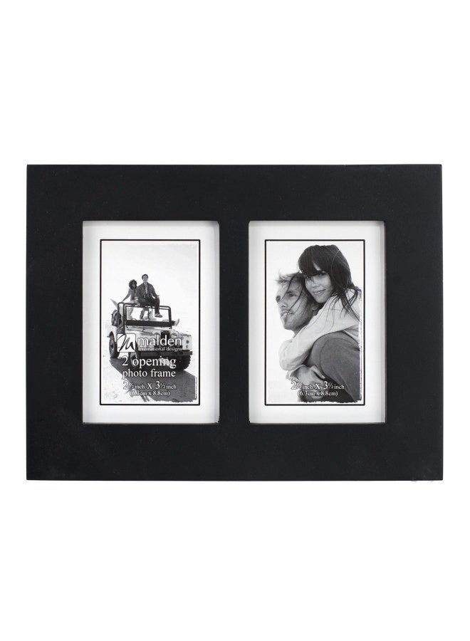 Double 2X3 Picture Frame - Wide Real Wood Molding  Real Glass - Black