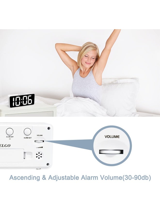 Led Digital Alarm Clock With Usb Port For Phone Charger White 9In Large