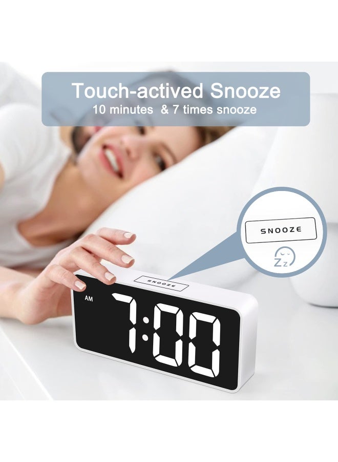 Led Digital Alarm Clock With Usb Port For Phone Charger White 9In Large