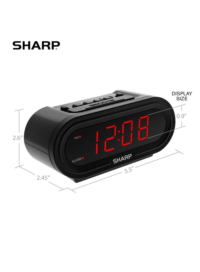 Digital Alarm with AccuSet - Automatic Smart Clock  Never Needs Setting - Great for Seniors  Kids  and Everyone who Doesn t Want to Set a Clock  Black Case with Red LEDs