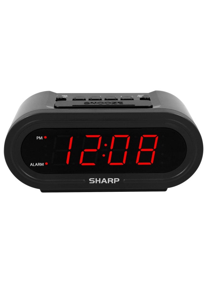 Digital Alarm with AccuSet - Automatic Smart Clock  Never Needs Setting - Great for Seniors  Kids  and Everyone who Doesn t Want to Set a Clock  Black Case with Red LEDs