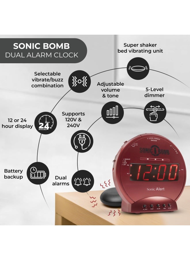 Sonic AlertThe Sonic Bomb Alarm Clock With Super Shaker Red