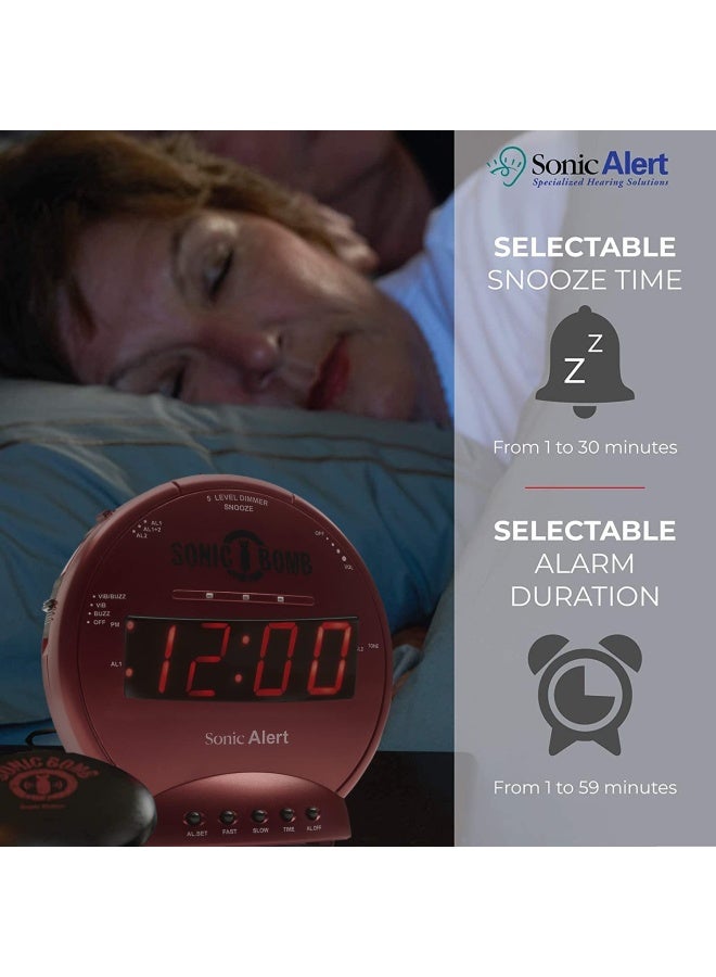 Sonic AlertThe Sonic Bomb Alarm Clock With Super Shaker Red