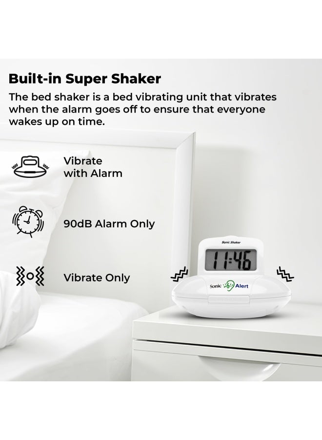 Geemarc SBP100 - Extra Loud Travel Alarm Clock with Snooze Function - Battery Operated - For the Hard to Wake  Hard of Hearing and Deaf - UK Version