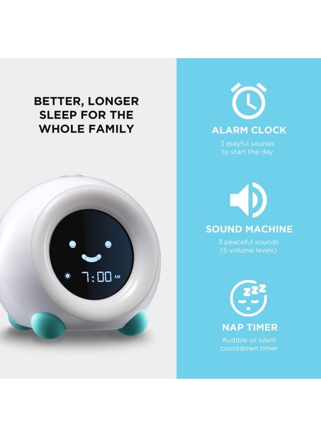 LittleHippo Mella Ready to Rise Childrens Sleep Trainer Night Light Sound Machine and OK to Wake Alarm Clock for Toddlers and Kids  Arctic Blue