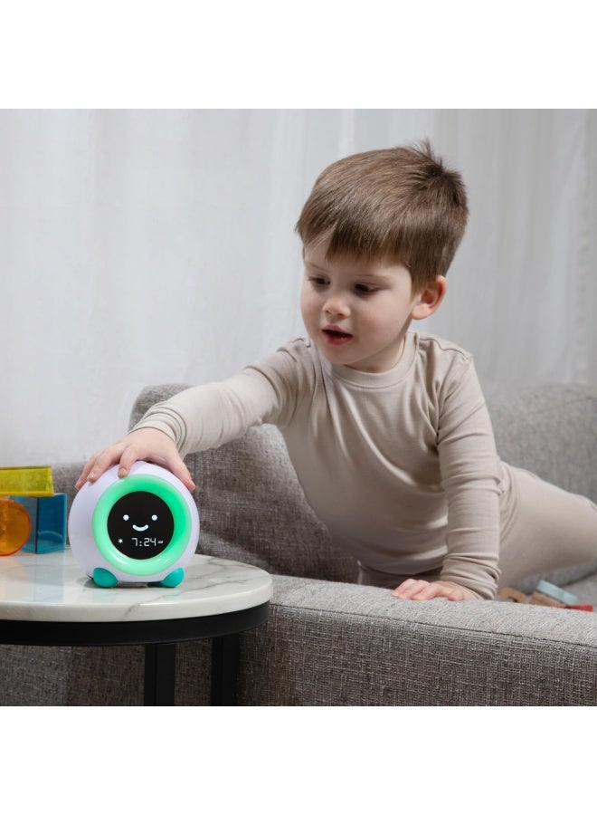 LittleHippo Mella Ready to Rise Childrens Sleep Trainer Night Light Sound Machine and OK to Wake Alarm Clock for Toddlers and Kids  Arctic Blue