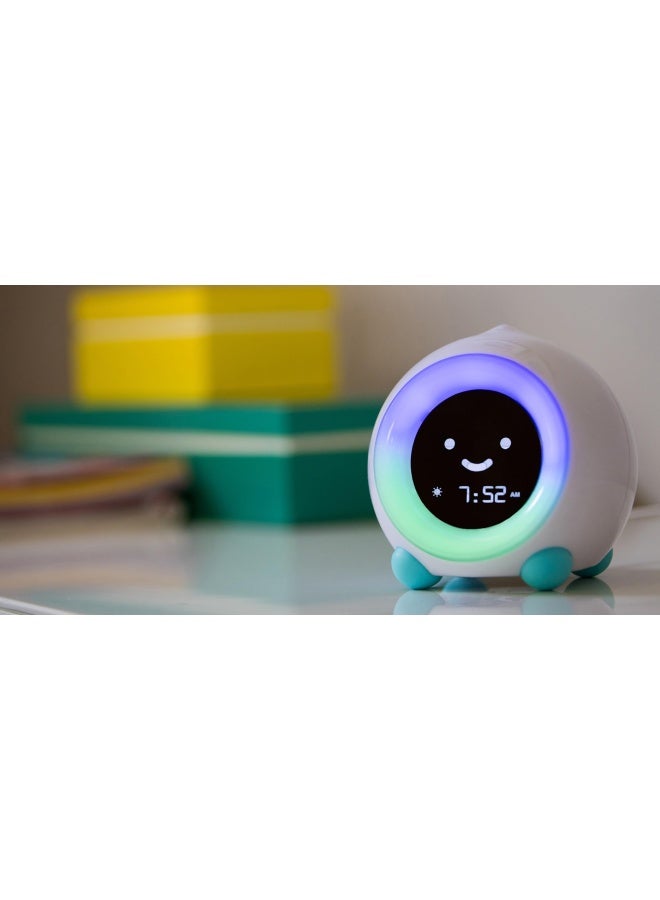 LittleHippo Mella Ready to Rise Childrens Sleep Trainer Night Light Sound Machine and OK to Wake Alarm Clock for Toddlers and Kids  Arctic Blue