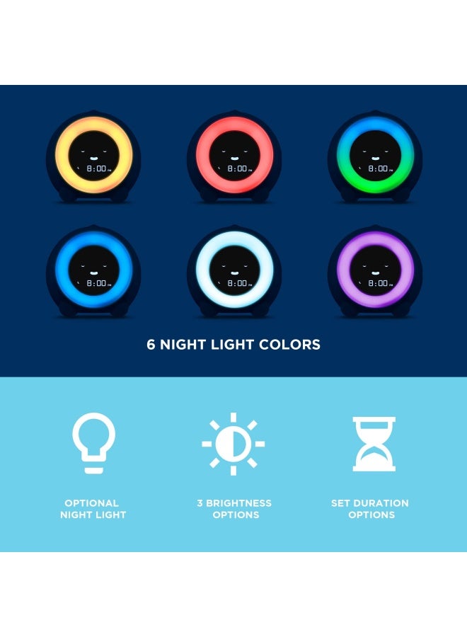 LittleHippo Mella Ready to Rise Childrens Sleep Trainer Night Light Sound Machine and OK to Wake Alarm Clock for Toddlers and Kids  Arctic Blue