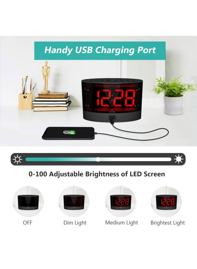 Extra Loud Alarm Clock With Wireless Bed Shaker Vibrating Dual Alarm For Heavy Sleepers Deaf And Hearing-Impaired Adjustable Volume Dimmer Wake Up Mode Usb Charger Port