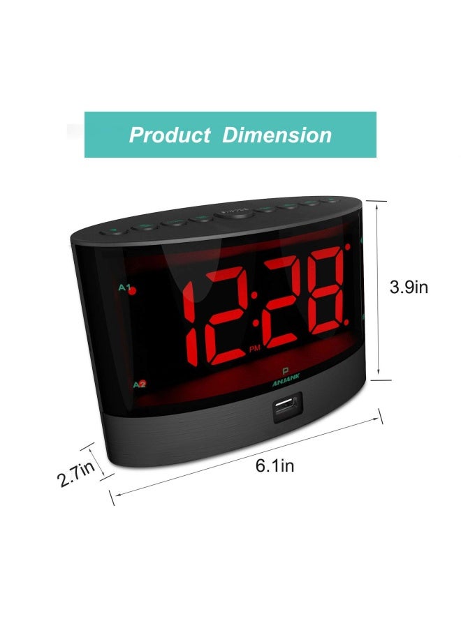 Extra Loud Alarm Clock With Wireless Bed Shaker Vibrating Dual Alarm For Heavy Sleepers Deaf And Hearing-Impaired Adjustable Volume Dimmer Wake Up Mode Usb Charger Port