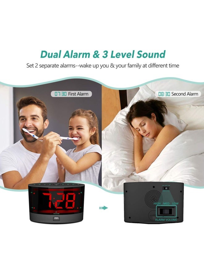 Extra Loud Alarm Clock With Wireless Bed Shaker Vibrating Dual Alarm For Heavy Sleepers Deaf And Hearing-Impaired Adjustable Volume Dimmer Wake Up Mode Usb Charger Port