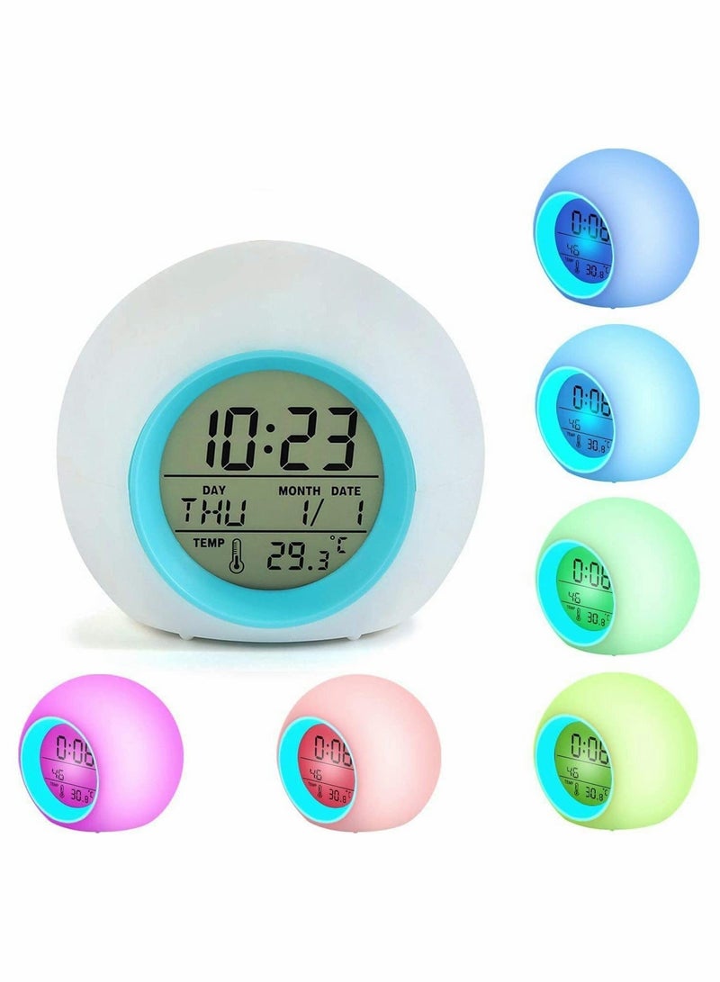 Kids LED Alarm Clock, Color Changing Night Light, Colorful Spherical Night Lamp