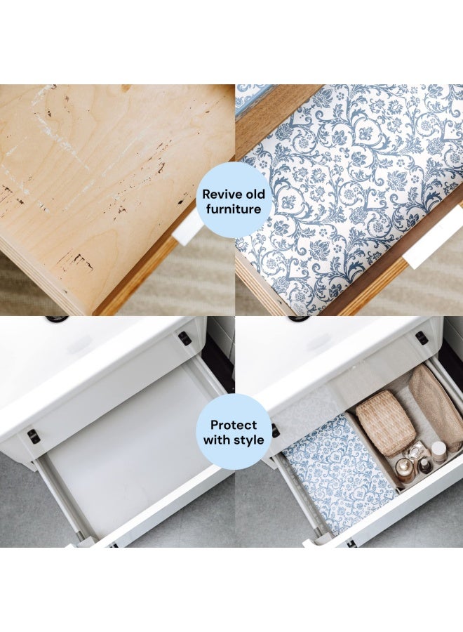 6 Scented Drawer Liners Non-Adhesive Paper Sheets For Home Closet Shelves Cabinet And Dresser Drawers - Royal Damask Print - 14 X 19 Inch Fresh Linen