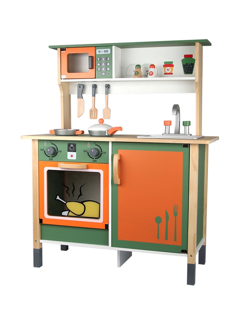 Wooden Kids Play Kitchen Outdoor  Kitchen with Removable Sink Water Box & Faucet Stove Top Storage Shelves Fun Backyard Pretend Kitchen Playset for Boys Girls