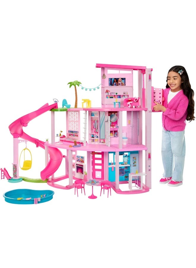Barbie HMX10 Dollhouse Mannequin Dream House Set Spiral Design on 3 Levels and 10 Living Spaces with Over 75 Accessories, Children's Toy, From 3 Years