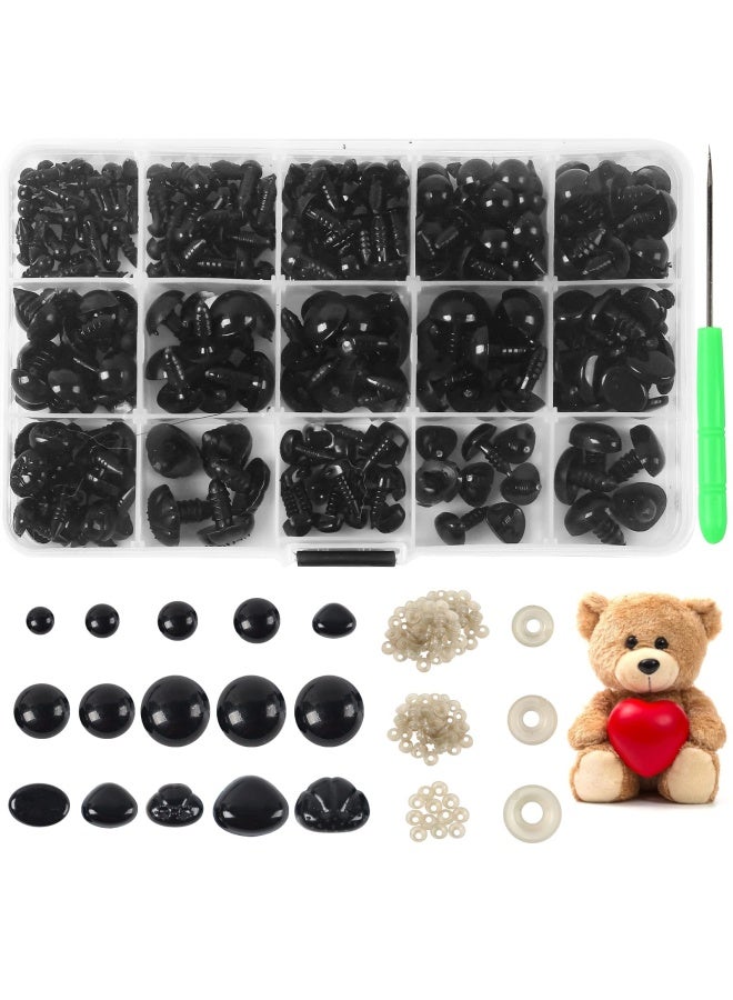486 Pieces S Safety Eyes And Noses Black Plastic Stuffed Crochet Eyes With Washers Cra Feet Doll Eyes For Amigurumi Stuffed Doll Puppet Plush Animal And Teddy Bear Assorted Sizes