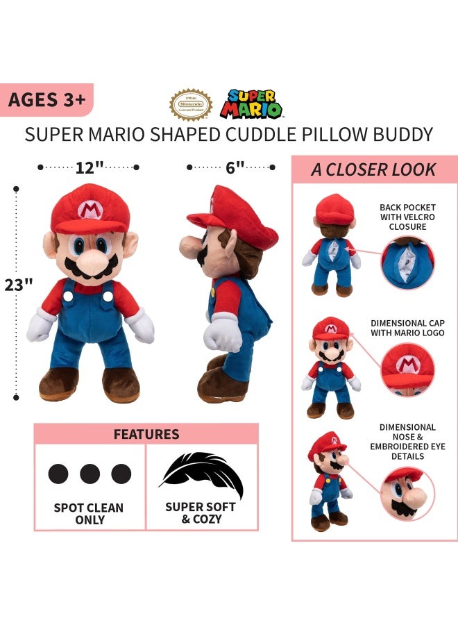 Super Mario Kids Bedding Super Soft Plush Cuddle Pillow Buddy  One Size  By Franco