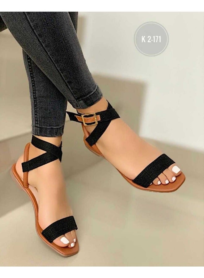 Womens Ankle Strappy Flip Flops Flat Gladiator Sandals Summer Beach Ladies Shoes