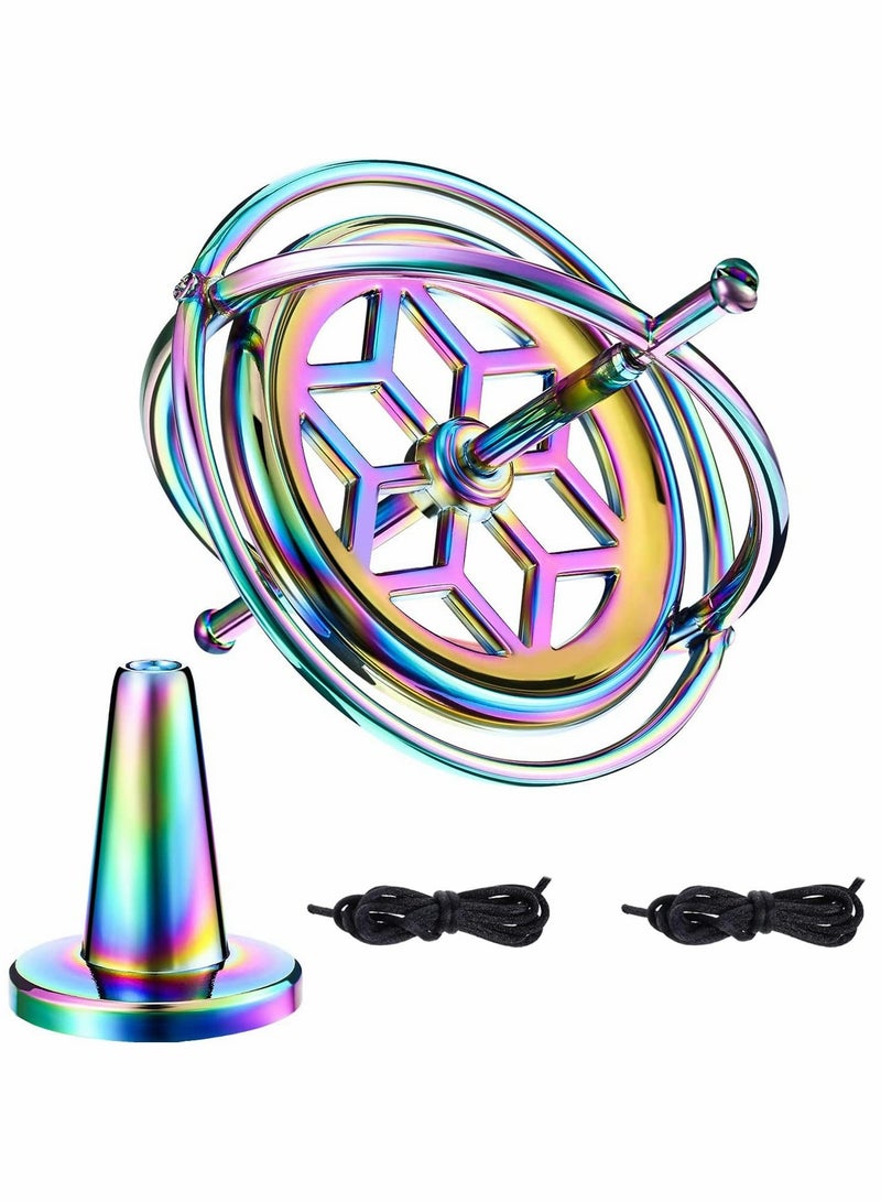 Colorful Metal Gyroscope Toy - Spinning Top Desk Ornament for Kids and Adults