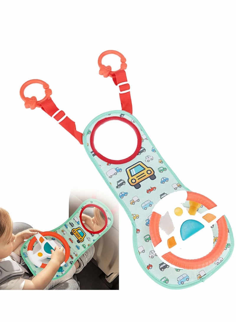 Interactive Baby Car Seat Toys with Mirrors, Lights, Music, and Steering Wheel for Infants