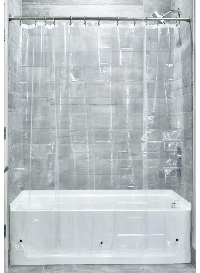 Vinyl Plastic Long Shower Curtain Liner. Plastic Shower Curtain For Use Alone Or With Fabric Curtain  108 X 72 Inches  Clear