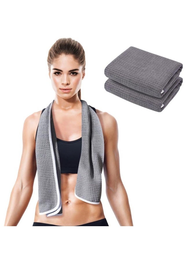 Desired Body Gym Towels For Sweat  2 Pack  - Absorbent Waffle Fabric Texture Workout Towels For Gym  Sports  And Exercise - Quick-Drying  Odor-Free  And Lightweight - For Men And Women