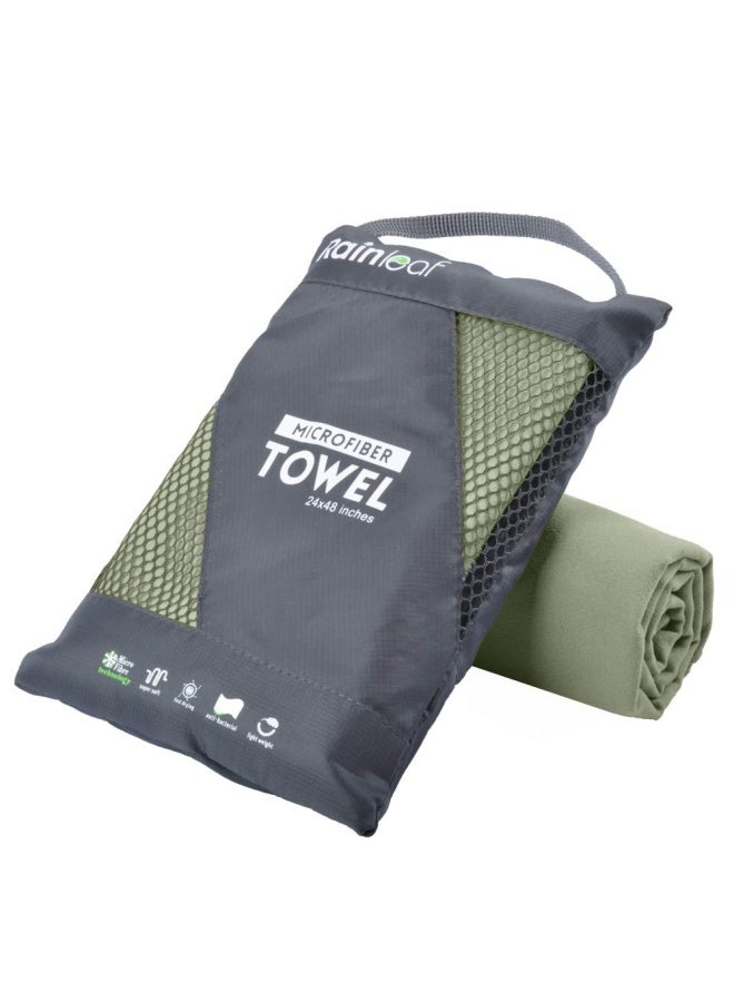 Rainleaf Microfiber Towel 20X40 Inches Army Green