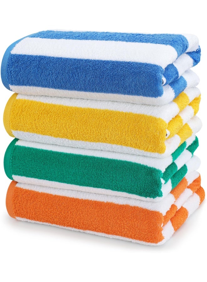 Cabana Stripe Beach Towels  4 Pack  30 X 60 Inches  - Large Pool Towels  Variety Pack