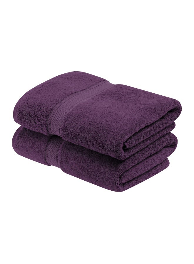 Egyptian Cotton Pile Bath Towel Set Of 2  Ultra Soft Luxury Towels  Thick Plush Essentials  Absorbent Heavyweight  Guest Bath  Hotel  Spa  Home Bathroom  Shower Basics  Plum