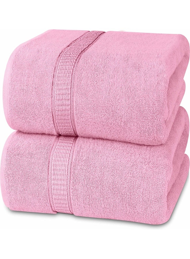 - Luxurious Jumbo Bath Sheet  35 X 70 Inches  Pink  - 600 Gsm 100  Ring Spun Cotton Highly Absorbent And Quick Dry Extra Large Bath Sheet - Super Soft Hotel Quality Towel  2-Pack