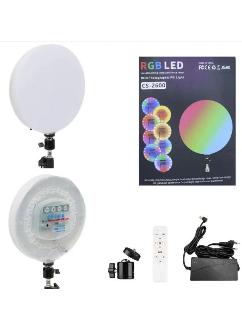 CS-2600 RGB LED Live Streaming Lamp And Photographic Fill Light For Tiktok Live Reels And For Vlogging