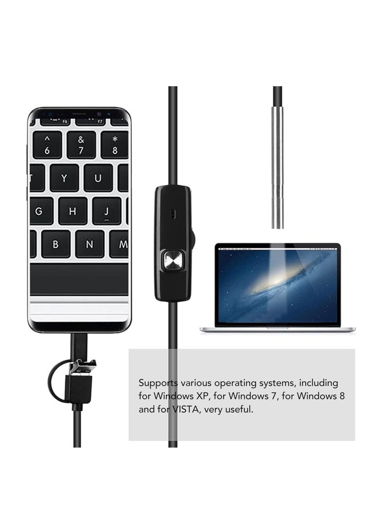 Endoscope Camera with Light, Snake Inspection Cameras for 10 m Cable, Semi-Rigid Cable Endoscope, 7.9 mm Type C Endoscope Camera Mobile Phone and 6 LEDs, USB Endoscope Camera