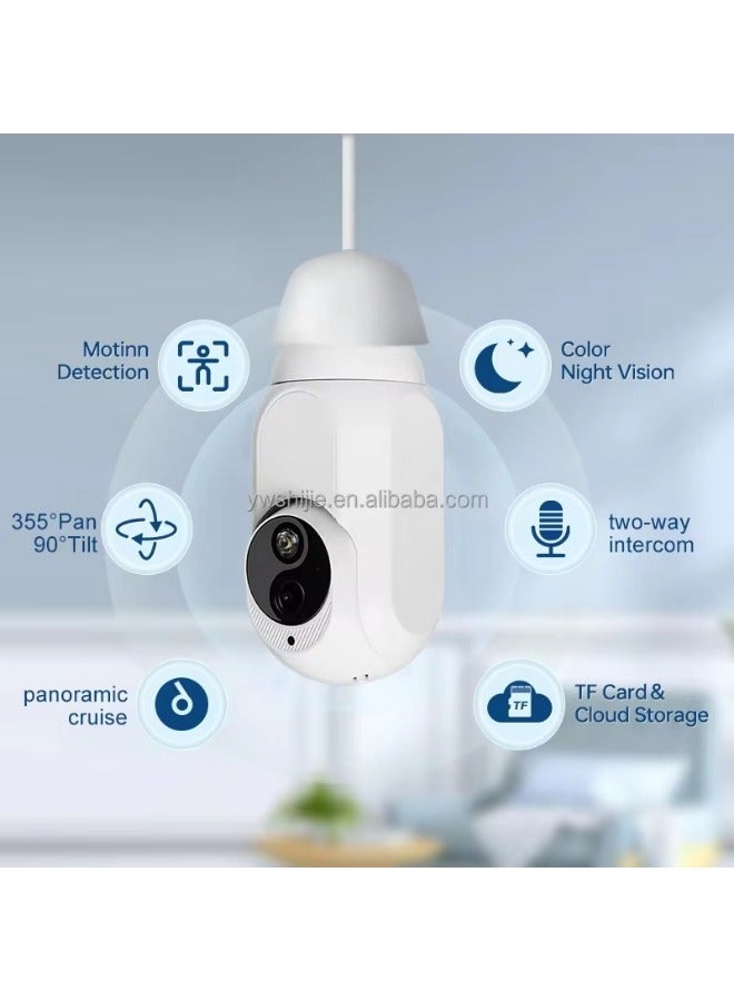 Easy and fast installation  motion detection  humanoid tracking   E27  screw  wireless  bulb security camera