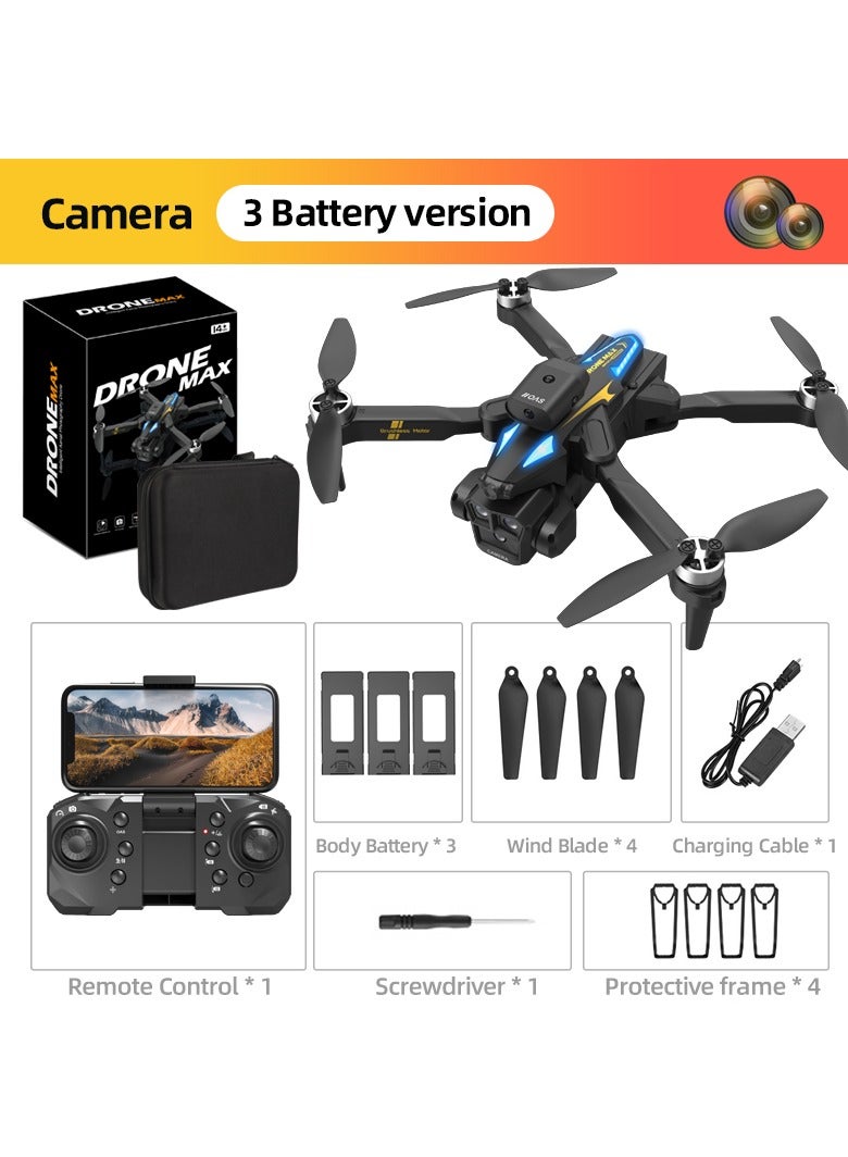 C10S Drone Profesional Dual HD 4K Camera Aerial Photography FPV Helicopters Obstacle Avoidance RC Foldable Quadcopter Toys(Black, including 3 battery)