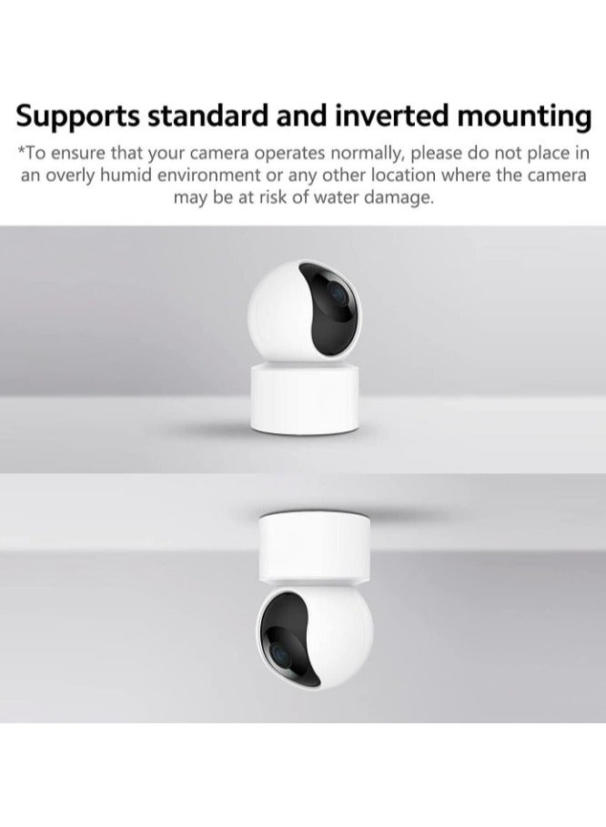 Smart C200 Home Security Surveillance Camera 1080P 360 Degree View AI Human Detection Two-Way Communication Supports Google and Alexa White Color