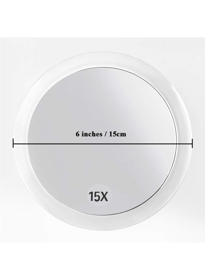 15X Magnifying Mirror - with 3 Mounting Suction Cups - Used for Precise Makeup - Eyebrows/Tweezing - Blackhead/Blemish Removal - Bathroom/Travel Makeup Mirror - 6 Inch Round (Rose Gold)