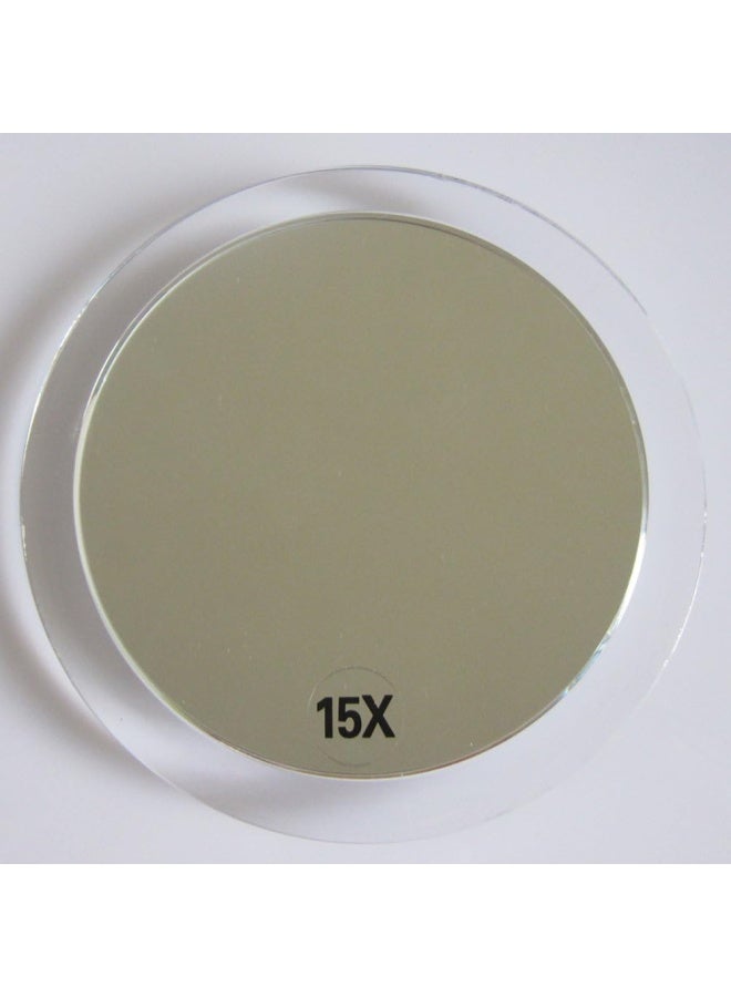 15X Magnifying Mirror - with 3 Mounting Suction Cups - Used for Precise Makeup - Eyebrows/Tweezing - Blackhead/Blemish Removal - Bathroom/Travel Makeup Mirror - 6 Inch Round (Rose Gold)
