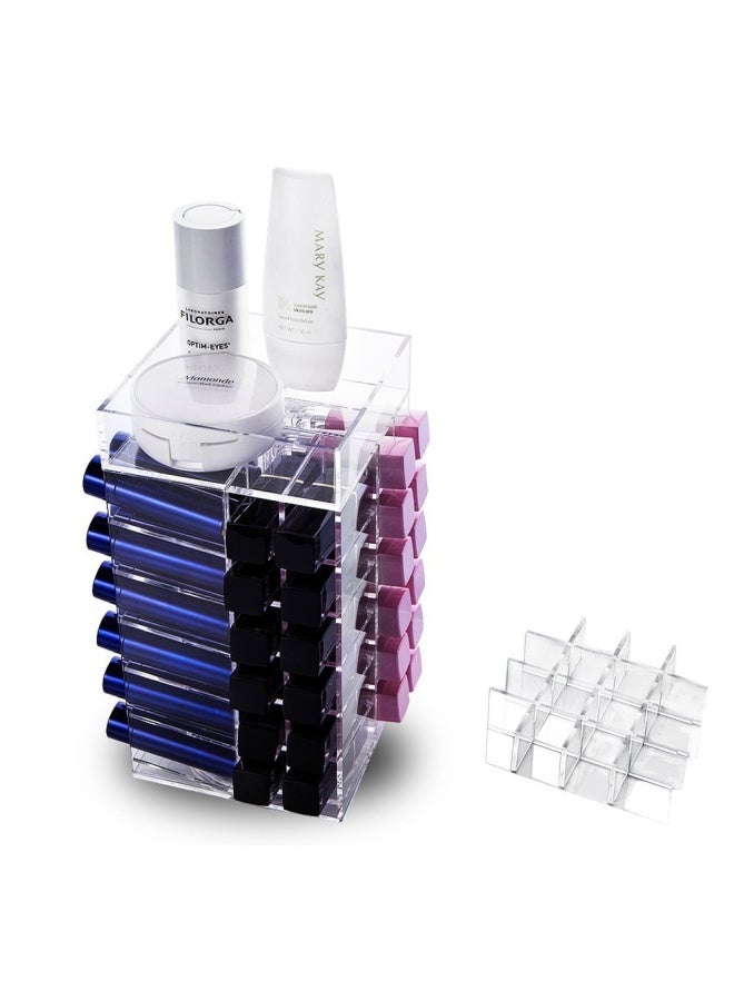 Type 1 Lipstick Holder  Acrylic Rotating 64 Lipstick Tower Organiser Spinning Lipstick Tower Lipgloss Holder With Removable Dividers