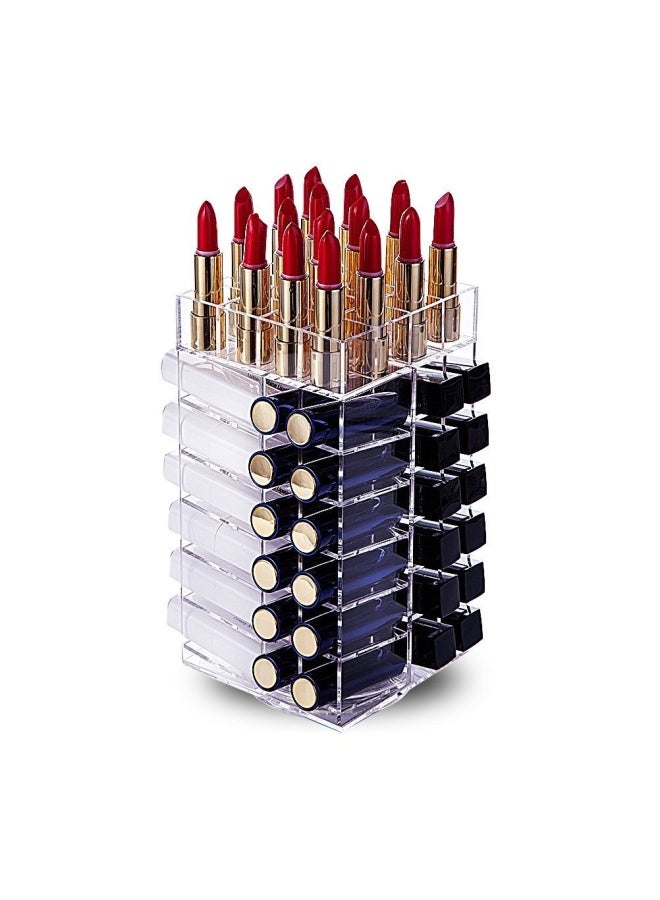 Type 1 Lipstick Holder  Acrylic Rotating 64 Lipstick Tower Organiser Spinning Lipstick Tower Lipgloss Holder With Removable Dividers