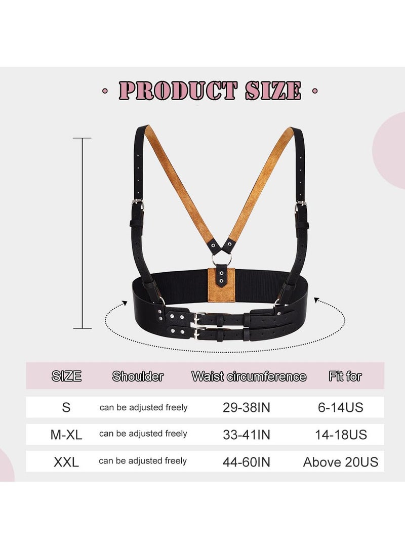 Plus Size Wide Waist Belt PU Black Harness for Women Punk Rock Belts Rave Accessory for Dresses