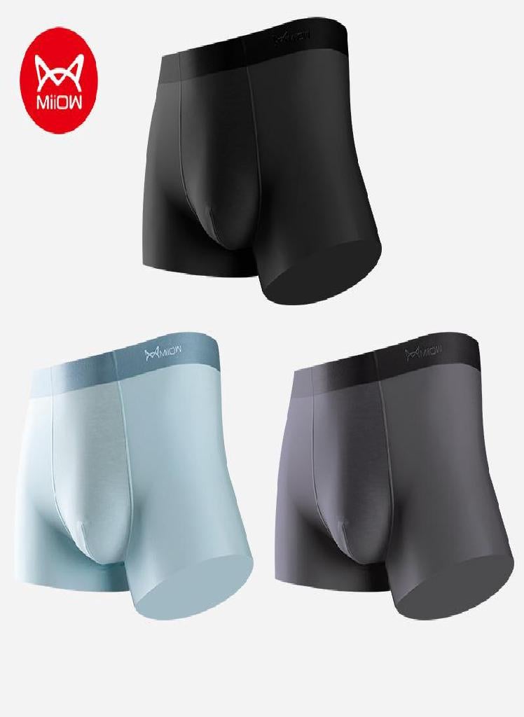 3Pcs Men's Ice Silk Flat Corner Traceless Thin Graphene Antibacterial Crotch Four Corner  Breathable Shorts