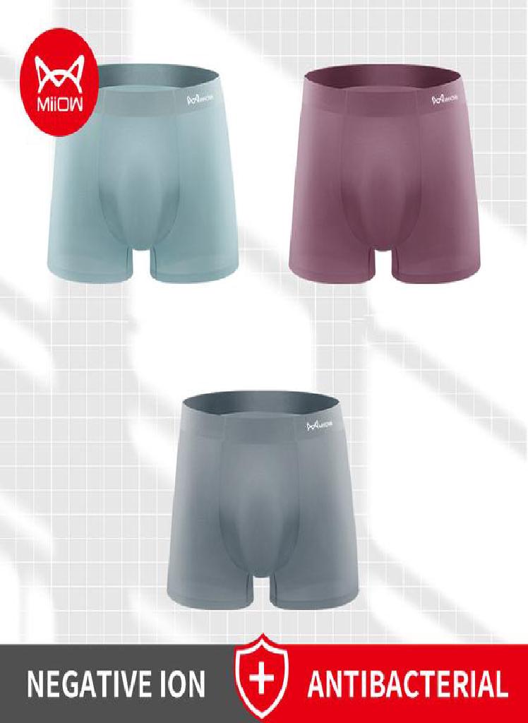 3pcs Men's Underwear Ice Silk Space Capsule Boxer Shorts Thin and Large Antibacterial Underpants