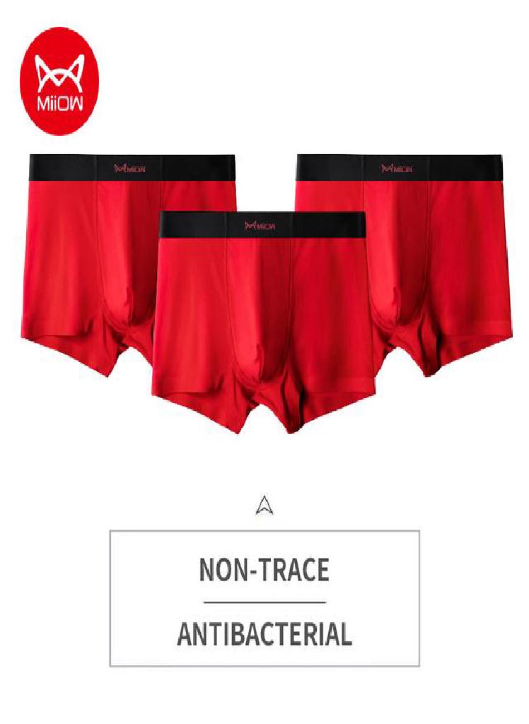 3Pcs  Modal Men Underwear Boxer Shorts New Year Red Underpants For Man Underware Cueca Male Panties Men's Boxershorts