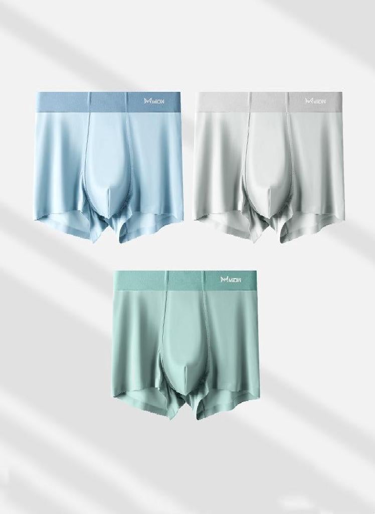 3pcs Ice Silk Men's Panties AAA Conductive Antibacterial Men Underwear Summer  Seamless Boxer Shorts
