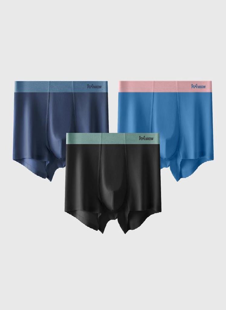 3pcs 50 Branch Modal Men's Underwear AAA Antibacterial Men's Two Color Underwear Summer Seamless Boxing Shorts