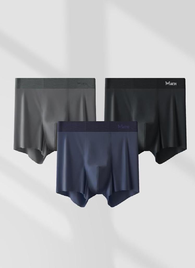3Pcs Ice Silk Man Underwear Boxer Metal Fiber Antistatic Men Underpants Seamless Cut Hem Men's Panties Boxers Shorts Trunk