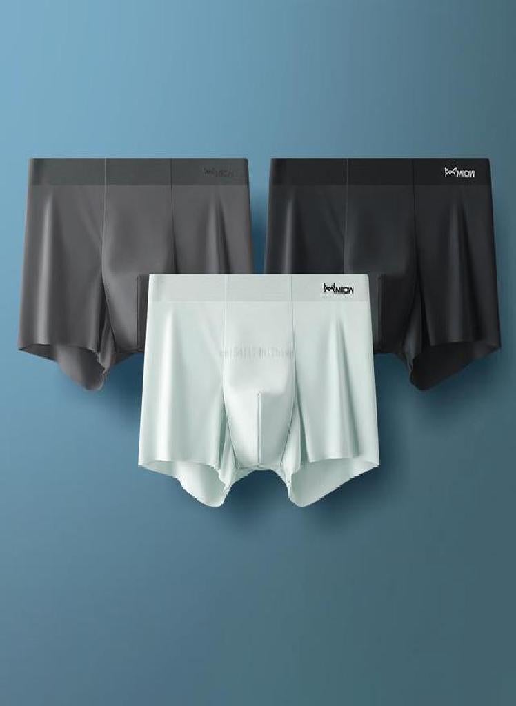 3pcs Ultra-thin Ice Silk Men's Panties AAA Conductive Antibacterial Men Underwear Summer  Seamless Boxer Shorts